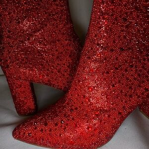 Betsey Johnson Red Glitter Boots, size 10
